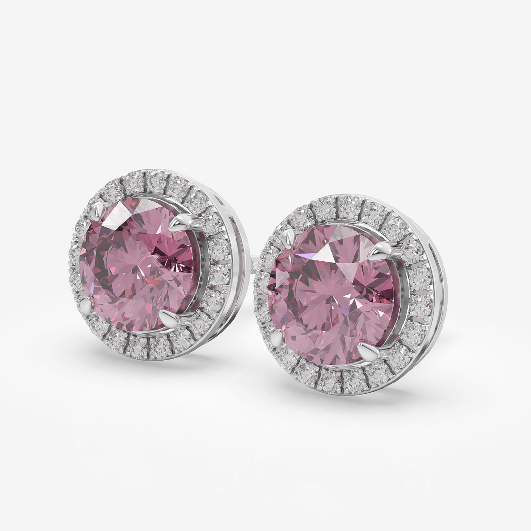 Rosé Halo Diamond Stud Earrings - Gloryte