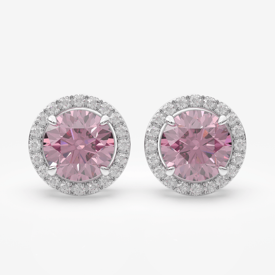 Rosé Halo Diamond Stud Earrings - Gloryte