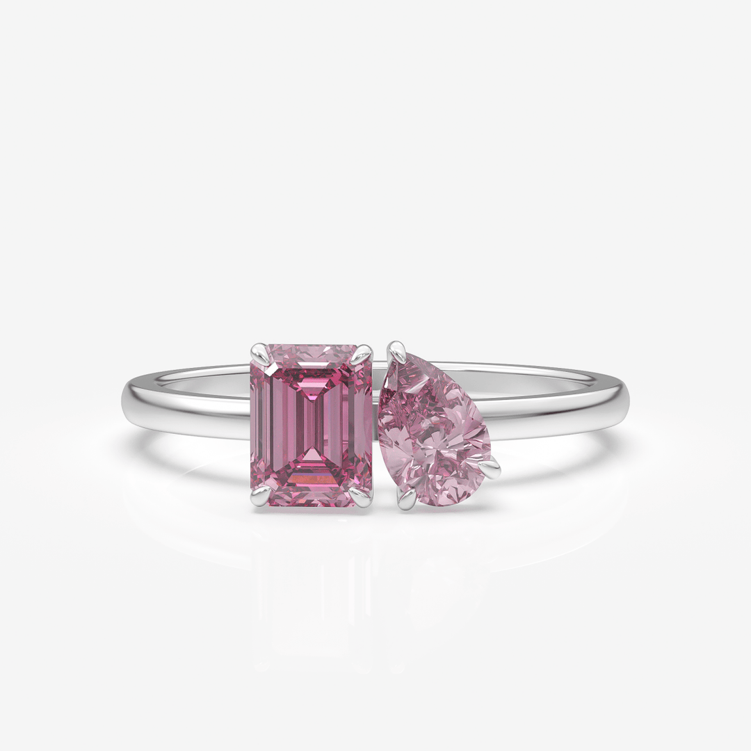 Toi et Moi Fancy Vivid Pink and Fancy Light Pink Cocktail Engagement Ring - Gloryte